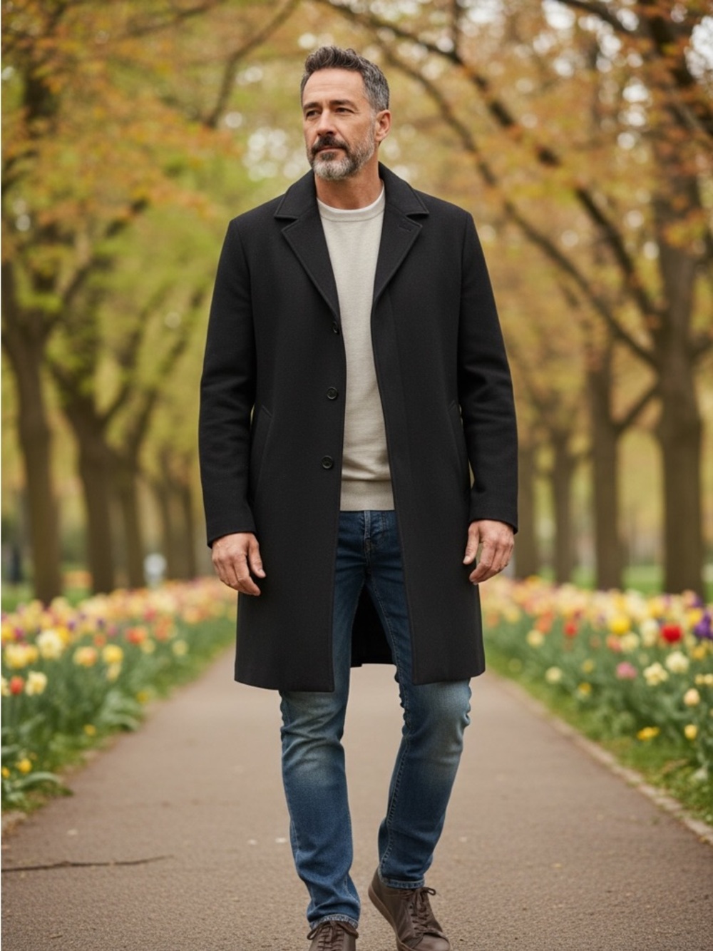 Loro Piana Nordstrom Classic Black Wool Storm System  Overcoat Trench Coat 40R